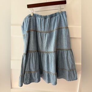 Vintage Sag Harbor Blue Tiered A-Line Skirt costal cowgirl cottagecore boho